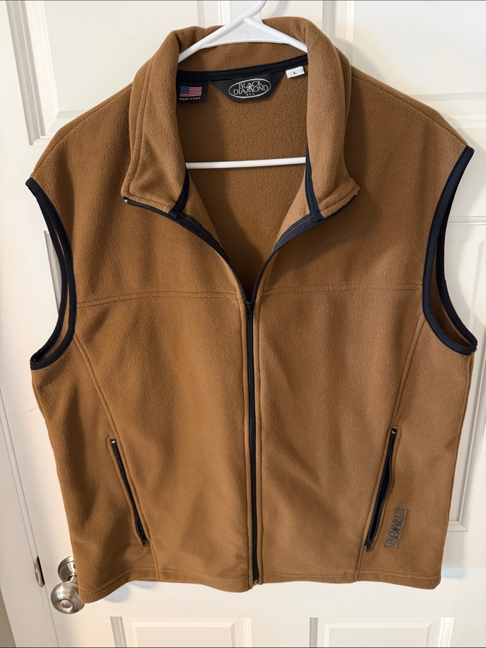 Vintage Black Diamond Mens Fleece Vest Brown Full Zip Gorpcore Made in USA Large